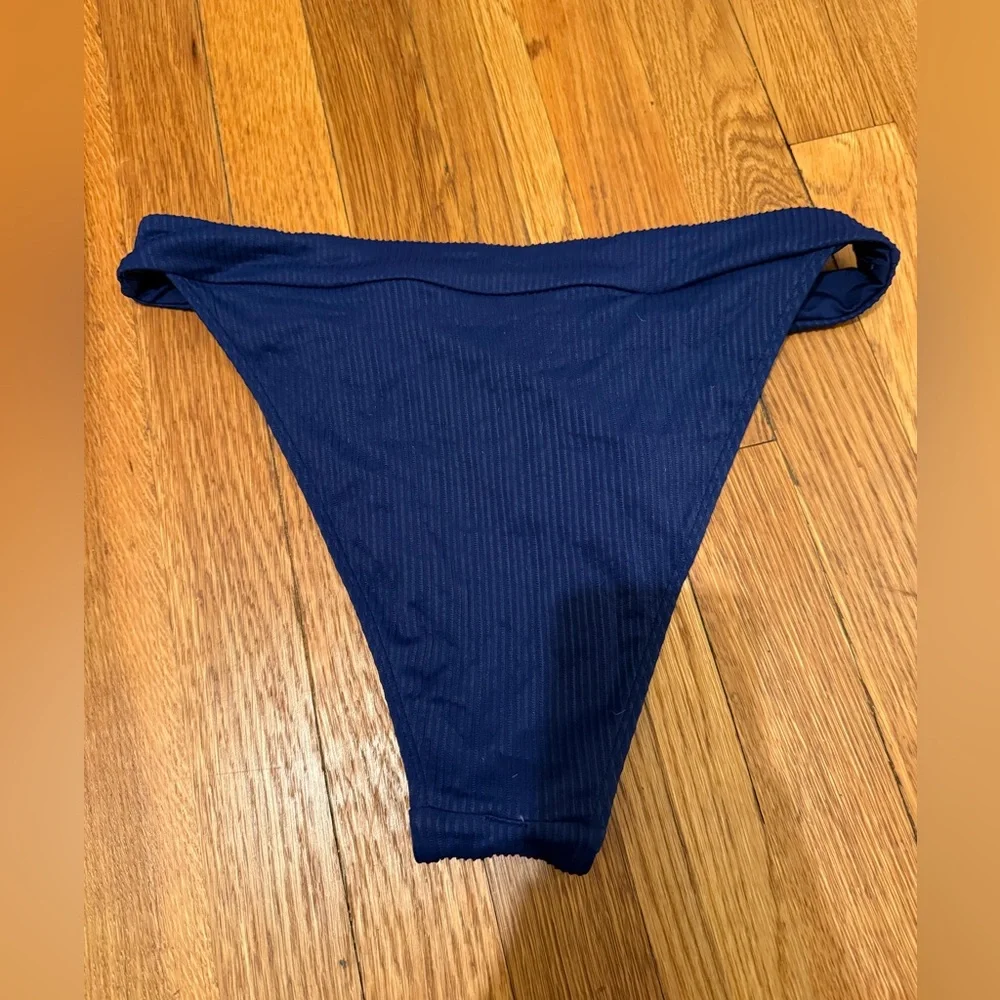 Monday Swimwear Navy Ribbed Bikini Bottom